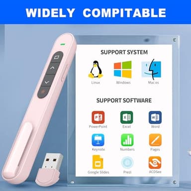 QUI Presentation Clicker for PowerPoint, RF 2.4GHz USB Wireless Presenter Remote with Volume Control, PowerPoint Clicker Slide Advancer for Mac, Windows, Laptop, Keynote - Image 6