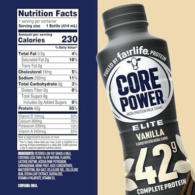 Core Power Elite High Protein Shake, Vanilla, 42g Bottle, 14oz, 12 Pack - Image 2