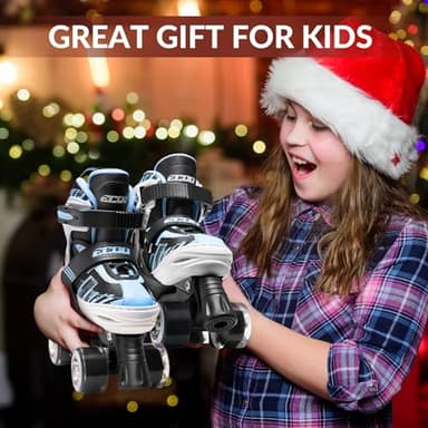 ECOO Roller Skates for Girls Boys Ages 4-12, Toddler Kids 4 Size Adjustable Light up Wheels Beginner Skates (Blue, Small-Little Kids(11j-13j US) - Image 6