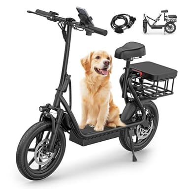 NAVIC T1PRO Electric Scooter,Electric Scooter with Seat,Max 49 Miles Ranges,Top Speed 22 mph,750W Peak Motor for Pets,Cargo with Back Basket - Image 1