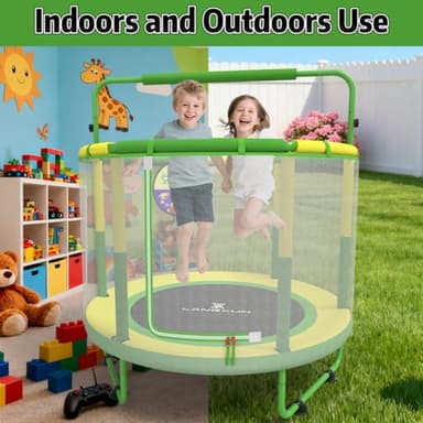 60" Trampoline for Kids, 5ft Toddler Mini 6-in-1 Trampoline Indoor Outdoor with Swing, Basketball Hoop, Dart Board, Rings, Christmas Toys Birthday Gifts for Girls Boys - Image 6