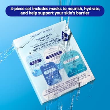 Freeman 4 Piece Moisture Mask Face Set, Hydrating Face Masks & Under Eye Mask For Puffy Eyes, Hydrogel Masks For Dry Skin, Hyaluronic Acid, Travel-Friendly, Vegan & Cruelty Free Skincare - Image 2