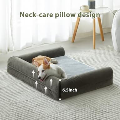 BFPETHOME Washable Dog Beds for Medium Dogs, Orthopedic Dog Bed Medium, Big Couch with Removable Washable Cover, Waterproof Lining and Nonskid Bottom, Egg-Crate Foam Pet Sofa Bed for Sleeping - Image 4