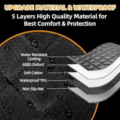 NYLSYT Dog Car Seat Cover for Back Seat, Dog Seat Covers Pet Rear Seat Cover, Waterproof Car Bench Seat Protector, Interior Backseat Covers Mat for Cars, SUVs and Vans (Black, 52"x48") - Image 5