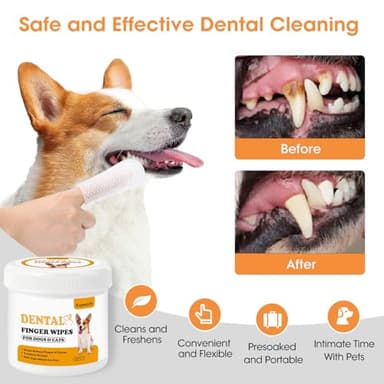 Kopmath Dog Dental Wipes, Dog Teeth Cleaning Finger Wipes, Reduce Plaque & Tartar, Freshen Breath, Safe Natural Pet Dental Care Finger Wipes for Dog & Cat, Portable & Disposable Dog Tooth Wipes, 50 Ct - Image 2