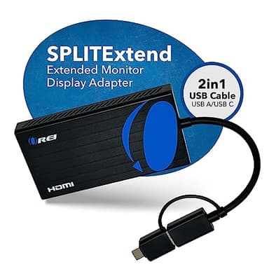 OREI SplitExtend HDMI Splitter Extended Display for Dual Monitor - Multi-Monitor Display 3 Separate Screens - USB A & USB-C Adapter to HDMI 2.0, 4K@30Hz Output 1, 1080p Output 2 for Windows, Mac OS G - Image 5
