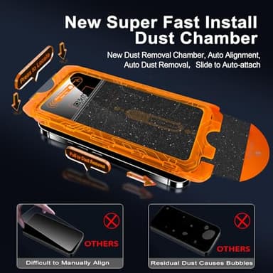 QsmQam for iPhone 16 Pro Max Screen Protector + Camera Lens Protector, [Military Grade Shatterproof], Ultra Top 9H+ Tempered Glass, Full Coverage Screen, with Automatic Dust Removal [2+2 Pack] - Image 2