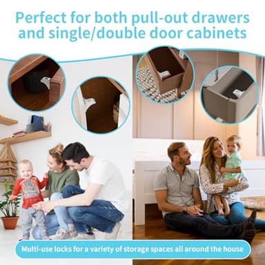 32 Pack Magnetic Baby Proof Cabinet Locks with 128 Screws & 3M Tapes | Child Safety Locks for Cabinets, Drawers, Glass Doors - Image 6