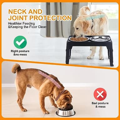 LALOBLUE Elevated Dog Bowls, Raised Dog Bowl with 2 Stainless Steel Dog Food Bowls, Dog Bowls Stand Adjusts to 5 Heights 2.95", 8.46", 9.65", 10.82", 12.01" for Small Medium Large Dogs Cats Pets,Black - Image 5