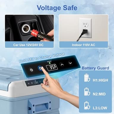 Manastin 12 Volt Refrigerator 37QT (35L), Car Fridge -4°F~50°F, Portable Freezer Compressor Cooler 12/24V DC 110~240 Volt AC for RV, Truck, Boat, Camping with Wheels & Basket (Blue) - Image 5