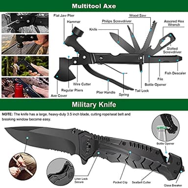 Emergency Survival Kit and First Aid Kit, 142Pcs Survival Gear and Supplies Equipment with Molle Pouch, Gift for Christmas Men Dad Husband Camping Essentials Hiking Hunting Outdoor Adventure (Black) - Image 3