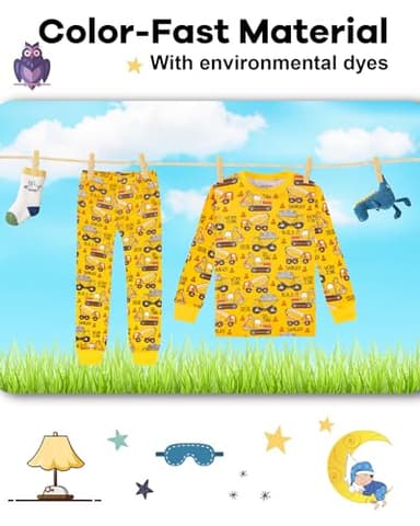 DAUGHTER QUEEN Boys Pajamas 18-24 Months Excavator PJs 100% Cotton Long Sleeve Pj Sets Baby Toddler Sleepwear Tractor Jammies Vehicles Clothes Outfits 18m/Mo, 24m/Mth - Image 7