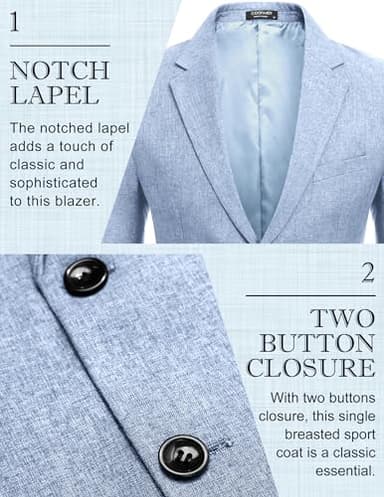 COOFANDY Mens Blazer Casual Fitted Sport Coats Western Summer Weeding Party Suit Jackets Sky Blue - Image 4