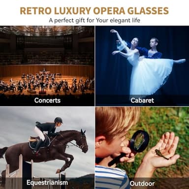 3X25 Opera Glasses for Women with Adjustable Handle & Chain,BK9 Optical Lens, Vintage Compact Mini Theater Binoculars Adults Kids in Opera Musical Concert-Black - Image 9