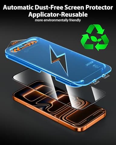 Mkeke for iPhone 17 Pro Max Privacy Screen Protector 3 Pack, 25° Anti Spy & Auto Installation Privacy Screen Protector 9H+ Hardness Full Edge Coverage Tempered Glass for iPhone 17 Pro Max 6.9 inch 2025 - Image 7