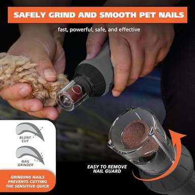 Wahl Grind & Smooth 2 Speed Battery Dog Nail Grinder with Concave Rounding Tip and Nail Guard for Increased Safety and Precise Nail Grinding - Model 3026333 - Image 2