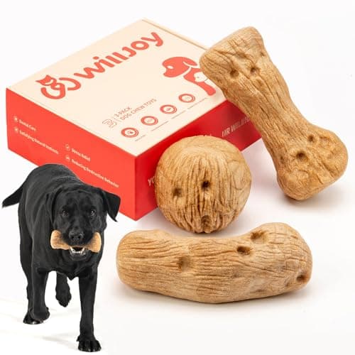 Willjoy 3-Pack Dog Toys for Aggressive Chewers, Chew Toys for Aggressive Chewers, Pine Wood & Nylon, Bacon Flavor Aggressive Chew Toys for Large Dogs, Long Lasting Dog Chews Alternative to Real Sticks - Image 1
