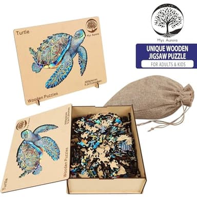 MYS Aurora Wooden Puzzles, Sea Turtle Jigsaw Puzzles 200 Pieces, 5MM Unique Shaped Wooden Puzzle for Adults and Kids, Birthday Gift Family Game 9.2 x 11.2 Inch - Image 6