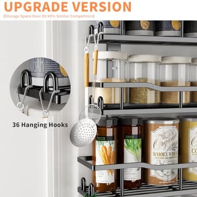Over The Door Pantry Organizer, 9-Tier Over The Door Organizer with Adjustable Baskets, Metal Hanging Spice Rack for Pantry Organizers and Storage, Suitable for Kitchen Laundry Room & Bathroom, Black - Image 3