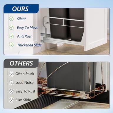 Insputer Dual Pull Out Trash Can Under Cabinet with Soft-Close Slides, Heavy Duty Under Sink Trash Can Kit for Kitchen Sink, Laundry, Garbage Can Not Included, Requires 17" W X 24" D Cabinets - Image 7