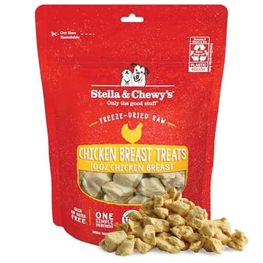 Stella & Chewy's Freeze-Dried Raw Chicken Breast Dog Treats - Single Ingredient, No Additives - Premium Training Treats - Perfect For Picky Eaters - 2.75oz Bag - Image 1