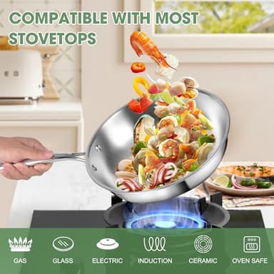 3 Ply Stainless Steel 11-Piece Cookware Set with Lids, Pots and Pans Kitchen Set, Non-Toxic, Induction, Oven, Dishwasher Safe, Professional Chef Quality - Image 7