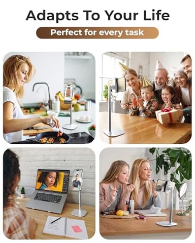 COOPER ChatStand - Height Adjustable Cell Phone Stand for Desk | Rotating, Tilting, 9-14" Telescoping Eye-Level View Cell Phone Holder for Desk (Frost White, 2-Pack) - Image 5