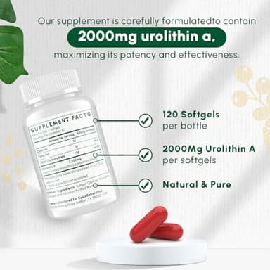 CystoRebalance Urolithin A Supplement 2000MG - for Healthy Aging, Antioxidants and Mitochondrial - High Purity & Potency - 120 Softgels - 60 Serving - Image 4