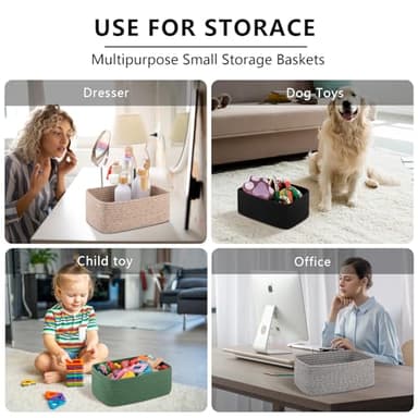 OIASKET 4 Pack Small Storage Shelf Baskets for Organizing, Mini Woven Rope Storage Bins for Towels, Cute Decorative Closet Organizer，Baby Nursery, Gift Empty Baskets -11.81''Lx7.87''Wx4.72''H'-Brown - Image 7