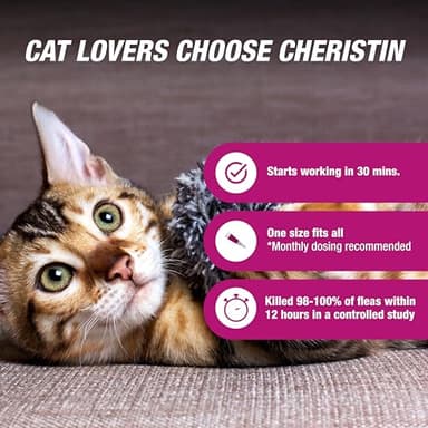 Cheristin Flea Treatment & Prevention for Cats | Fast Acting Topical flea Treatment for Cats Over 1.8 lbs | 1 Count (Pack of 2) - Image 3