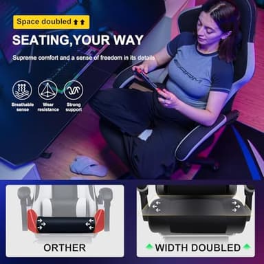 GTPLAYER Gaming Chair, Computer Office Chair with Pocket Spring Cushion, Linkage Armrests and Footrest, High Back Ergonomic Computer Chair with Lumbar Support Task Chair with Footrest - Image 4