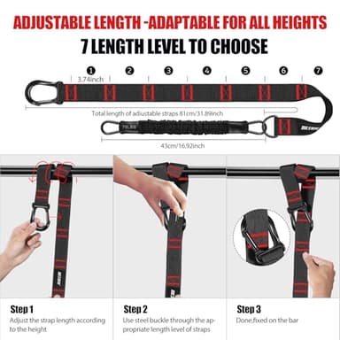 Pull Up Assistance Bands 260lbs, Heavy Pull Up Bands Resistance Bands for Pull Ups Working Out with Feet Rest, Pull Up Bar Bands Assistance Bands Strength Training Workout Equipment, Height Adjustable - Image 2