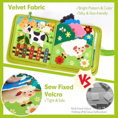 hahaland Busy Book for Toddlers 1-3 - Montessori Toys Busy Board for 1 Year Old Boy Gifts Girl Toys Educational Learning Quiet Activity Books Travel Toy One Year Old Birthday Christmas Toddler Gifts - Image 8