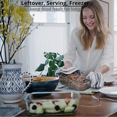 Razab 10 Cups/ 80 Oz 4 Pc (Set of 2) Glass Food Storage Containers with Airtight Locking Lids-For Storing & Serving Food. BPA Free & Leak Proof - Microwave, Dishwasher, Fridge, Freezer and Oven Safe - Image 2