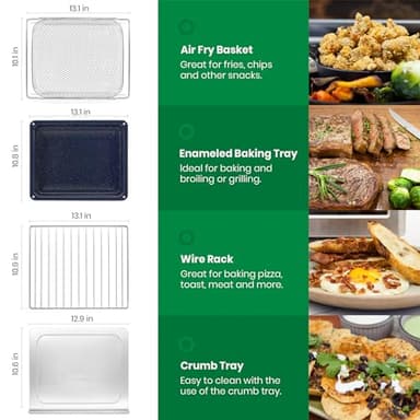 VAL CUCINA Infrared Heating Air Fryer Toaster Oven, Extra Large Countertop Convection Oven 10-in-1 Combo, 6-Slice Toast, Enamel Baking Pan Easy Clean with Recipe Book, Black Matte Stainless Steel - Image 6