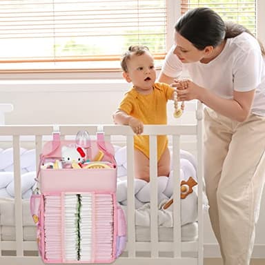 Maliton Hanging Diaper Caddy Nursery Caddy Organizer for Playard, Wall or Crib, Diaper Stacker with Baby Essentials Storage - Image 8