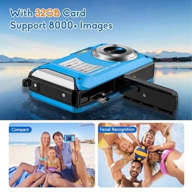 4K Waterproof Camera with 32GB Card 11FT Floatable Digital Camera 56MP Autofocus Waterproof Digital Camera 16X Compact Underwater Cameras for Snorkeling with 1250mAh Battery - Image 6