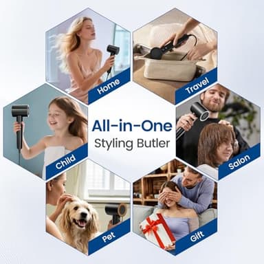 Hair Dryer with Diffuser,1-5min Fast Dry by 1400w, 3 Heat/Cool Wind Level,0.86lb Lightweight, 49db Low Noise,1.5 Billion Plasma, Industry-Leading High-Speed Brushless Motor Blow Dryer for Home Travel - Image 8