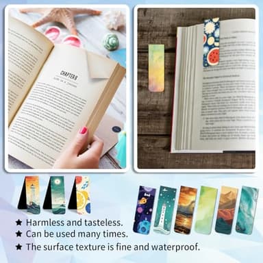 48 Pieces Magnetic Bookmarks Magnet Page Markers - Book Marks for Reading Women & Men with Storage Boxes - Cute Magnet Bookmark Clips for Reading Pleasure - Image 4