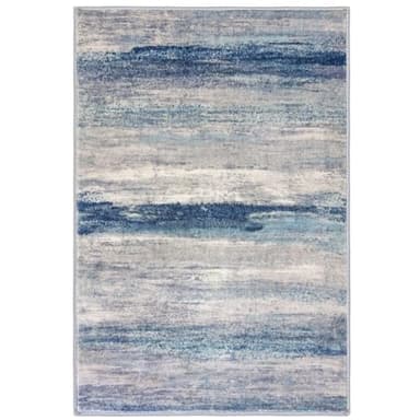 KOZYFLY 3x5 Rug Modern Ombre Living Room Area Rug, Washable Rugs for Bedroom Non-Slip Soft Stain Resistant Striped, Print Distressed Sky Blue Abstract Carpet for Living/Laundry/Kid Room - Image 9