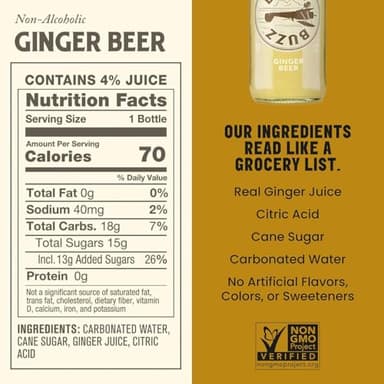 Betty Buzz Ginger Beer, Premium Sparkling Soda by Blake Lively (12 pack) | Natural Flavors & Sweeteners, Only Clean Ingredients - Image 2