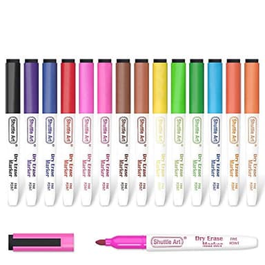 Shuttle Art Dry Erase Markers, 15 Colors Magnetic Whiteboard Markers with Erase,Fine Point Perfect For Writing on Whiteboards, Dry-Erase Boards,Mirrors for School Office Home - Image 1