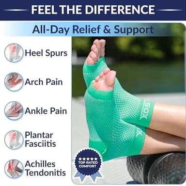 SB SOX Plantar Fasciitis Relief Socks – Ankle Brace Compression Sleeve – Arch Support for Foot Pain, Swelling, Heel Spurs – Foot Brace for Achilles Tendonitis Relief, Injury Recovery (Black, Medium) - Image 2