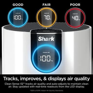 Shark Air Purifiers For Home Pets, 2 Pack, Allergies, Pet Hair, HEPA Air Filter, 500 Sq Ft, Small Room, Bedroom, Odor Eliminator Clean Sense, Captures 99.98% of Particles, Pet Dander, Fur, HP102PK2 (Renewed) - Image 8