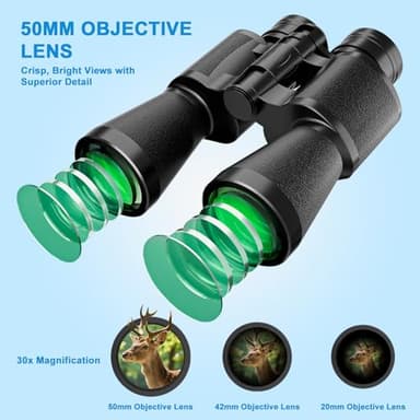 30x50 High-Powered Binoculars for Adults – Compact Waterproof Binoculars for Bird Watching - Waterproof Ideal for Bird Watching, Hunting, Concerts, Travel, Camping & Outdoor Activities - Image 3