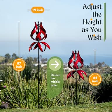 Winwindspinner Large Garden Wind Spinner - Tulip Outdoor Yard Wind Sculptures & Spinners, Garden Decor Gift Ideas for Mother, Birthday, Housewarming (Dia19 x H87”) - Image 5