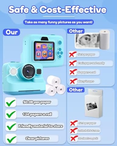 Dylanto Kids Camera Instant Print,1080P Kids Instant Cameras That Print Photos,Christmas Birthday Gifts for Girls Age 3-12,Portable Toy for 3 4 5 6 7 8 9 10 Year Old Girls Boys-Blue - Image 5