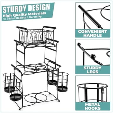 Sorbus® Buffet Caddy — 7-Piece Stackable Set Includes Plate, Napkin, and Silverware Holder, 3-Tier Detachable Tabletop Organizer — Ideal for Kitchen, Dining, Entertaining, Parties,Thanksgiving (Black) - Image 7
