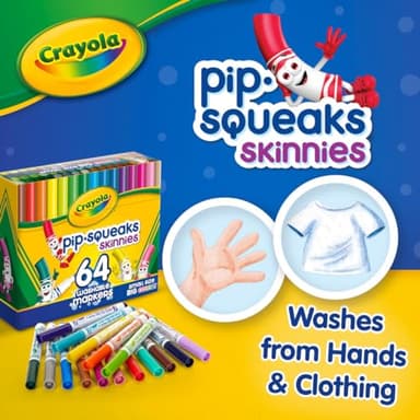 Crayola Pip-Squeaks Skinnies Washable Markers (64ct), Mini Markers for Kids, Coloring Markers, Craft Supplies, Kids Holiday Gift, 3+ - Image 6