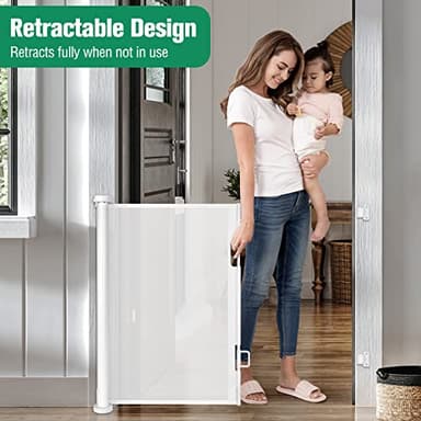 Mom's Choice Awards Winner - 110 Inch Extra Wide Baby Gate for Large Openings Retractable Baby Gates Indoor Outdoor Extra Long Dog Gate for Doorway Stair Gates for Kids or Pets Extra Large Dog Gate - Image 7
